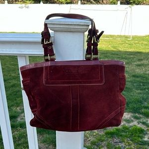 Authentic coach red suede bag.